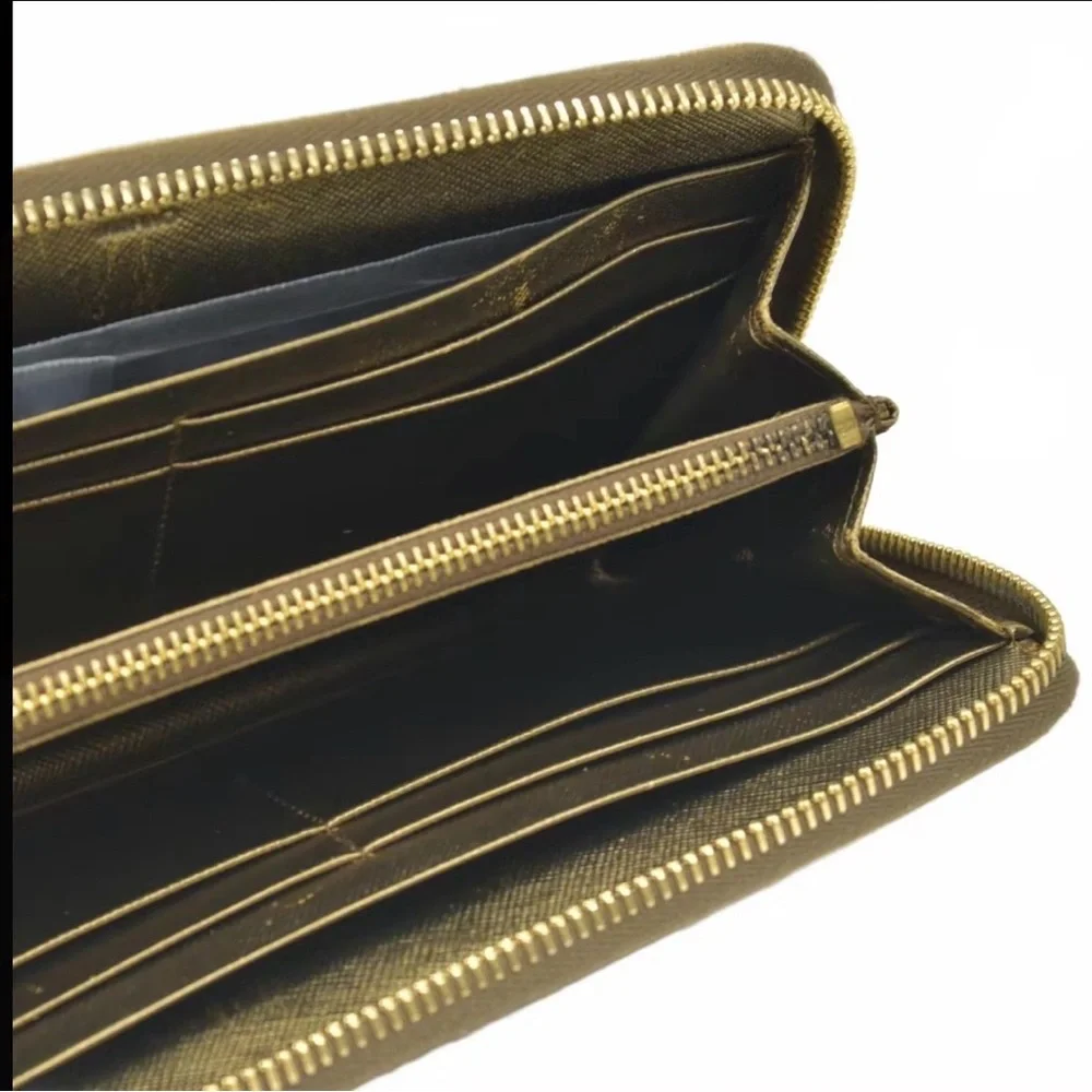 Prada Gold Saffiano Zip-Around Wallet - Picture 2 of 3